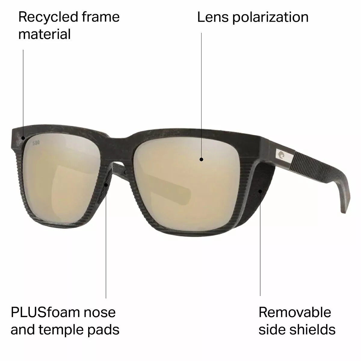 Pescador Side Shield 580G Polarized Sunglasses Costa Men's Sport Sunglasses 4 Pescador Side Shield 580G Polarized Sunglasses Costa Men's Sport Sunglasses - Image 2